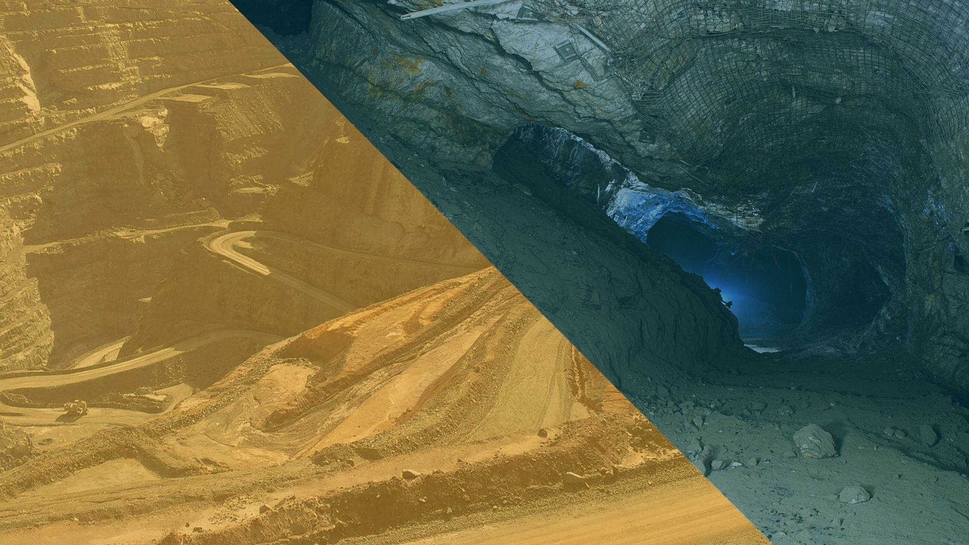 Open Pit Mine and Underground Mine in Orange and Blue